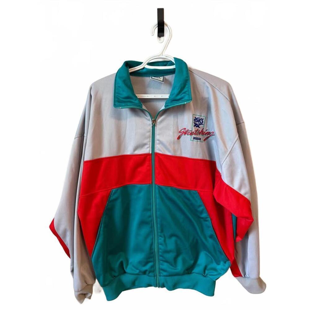 Vintage Asics Men's Track Jacket with Color Block Design